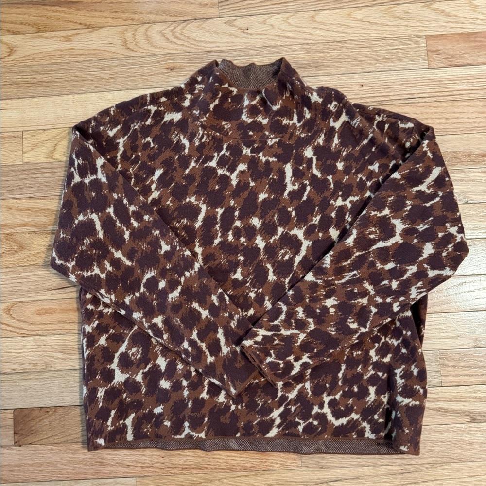 Maeve Brown Leopard Turtleneck Sweater